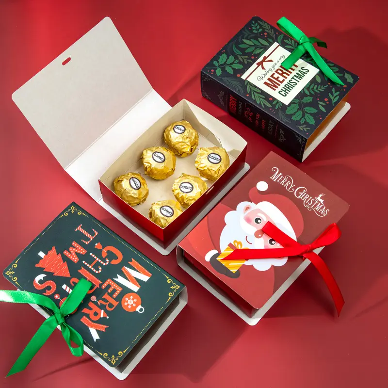 क्रिसमस कैंडी बॉक्स जादू पुस्तक कागज कैंडी बॉक्स चॉकलेट प्रिंट स्नोमैन उपहार चॉकलेट बॉक्स
