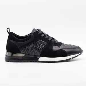 Hot Selling Zwart Schoeisel Mannen Lederen Sneakers Luxe Fashion Trainer Lederen Sneaker 2022