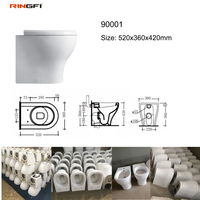 WC monobloc à encastrer avec réservoir dissimulé, à poser contre le mur, pour toilettes traditionnelles, avec jets de chasse d'eau, WC rond