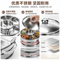 Edelstahl Rotierender Chafing Dish mit 6 Fächern, Runder Drehbarer Buffet-Speisenwärmer mit Deckel für Hotel und Restaurant