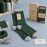 Chaussettes en fibre de bambou tricotées par le fabricant, modèle Dress Crew Pine Mist, avec structure talon-orteil, en fibre de bambou, entretien facile, logo personnalisé
