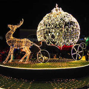 عيد الميلاد في الهواء الطلق كبيرة سانتا مزلقة 3d سانتا كلوز مزلقة الرنة ضوء عزر - Product Image 3