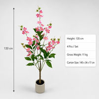 Elegante 120cm Künstliche Umweltfreundliche Luxus Hängende Jasmin-Topfpflanze Rosa Blühender Strauch für Hochzeit Wohnzimmer Café