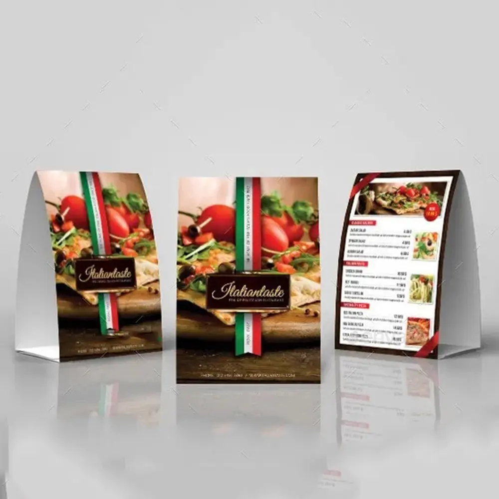 Customized Printed Restaurant Food Menu Stand Up Table Desk Number Paper Tent Card