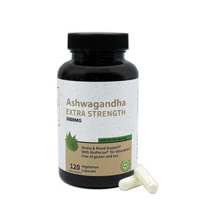 Suplemento Natural para Dormir y Aliviar la Ansiedad, Ashwagandha + Complejo de Pimienta Negra, Cápsulas de Extracto Herbal Sin GMO, OEM/ODM - Product Image 1