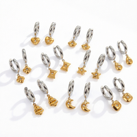 Boucles d'oreilles pendantes Gaovo tendance en forme de cœur et de sapin de Noël, plaquées or 18 carats, en acier inoxydable bicolore, bijoux de mode pour femmes