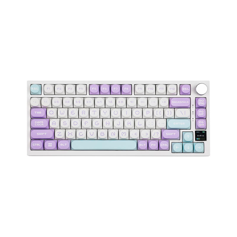 White, purple and blue