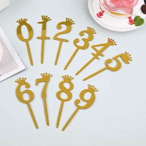 ที่เสียบเค้กตัวเลข 0-9 แบบหนา วัสดุอะคริลิค สำหรับทุกวัย รูปมงกุฎ - Product Image 1