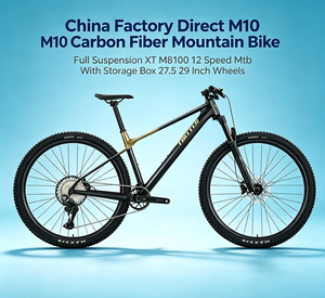 Bicicleta <span class=keywords><strong>de</strong></span> Montaña <span class=keywords><strong>de</strong></span> Fibra <span class=keywords><strong>de</strong></span> Carbono M10 Directo <span class=keywords><strong>de</strong></span> Fábrica en China, Suspensión Completa XT M8100, 12 Velocidades, con Caja <span class=keywords><strong>de</strong></span> Almacenamiento, Ruedas <span class=keywords><strong>de</strong></span> <span class=keywords><strong>27.5</strong></span>/29 Pulgadas - Product Image 1
