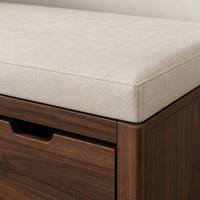 Meuble à chaussures en bois massif de style Mid-Century, banc de rangement moderne pour la maison avec coussin et tiroir dissimulé, 2 niveaux, pour entrée