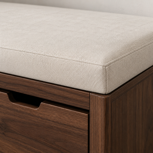 Rak Sepatu Kayu Solid Mid-Century, Furnitur Rumah Modern, Bangku Penyimpanan Sepatu dengan Bantal, Laci Tersembunyi 2 Tingkat, untuk Pintu Masuk - Product Image 3