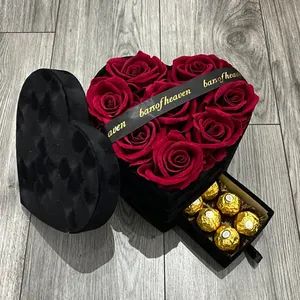 2022 Baiwo Custom Wholesale Black Florist Luxury Hat Flower Box with Logo Printed Flower Arrangement Unlimited Rose Box