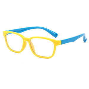 Lunettes anti-lumière bleue unisexes, monture en silicone, verres en PC, lunettes de lecture pour enfants, couleur jaune bleu - Product Image 1