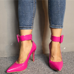 3D Patterns Ankle Buckle Strap Thin <b>Heel</b> Women Dress Shoes Reflective Upper Ladies Pointed Toe Dating Pump Plus Size 47 - Product Image 5