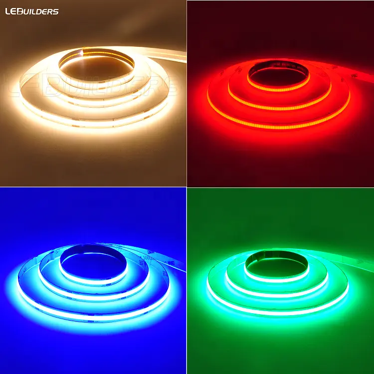 Tira de LED Flexible ultradelgada de menos de 2mm, 352/448/512 led/m, rojo/verde/azul/amarillo/WW/CW, COB regulable