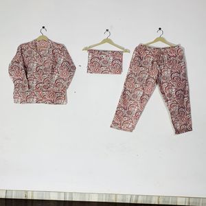 Excelente Conjunto de Pijama Floral Estampado de Algodón, Ropa de Dormir y de Estar para Mujer, Estilo Bohemio, Regalo de Verano - Product Image 1