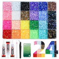 Offre Spéciale : Kit de strass en résine à 24 compartiments, pierres plates de 3 mm, couleurs mélangées, couleur personnalisable pour bijoux DIY