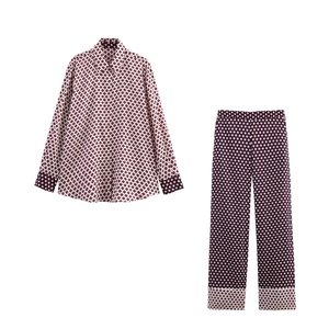 PB&ZA <span class=keywords><strong>Femme</strong></span> 2025 Printemps Nouvelle Mode Chemisiers Imprimés <span class=keywords><strong>en</strong></span> <span class=keywords><strong>Soie</strong></span> Satinée Texture Vintage Manches Longues Blusas <span class=keywords><strong>Chic</strong></span> Hauts Féminins - Product Image 6