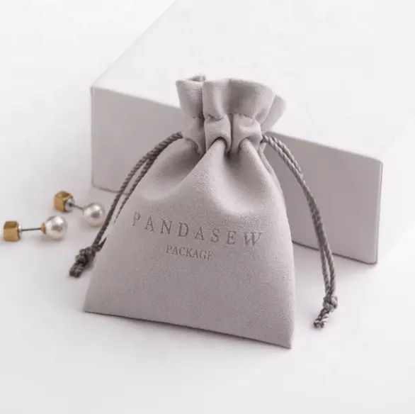Bolsa de armazenamento de joias com cordão para presente, sacola de tecido de veludo e algodão com cordão personalizado para embalagens de presentes