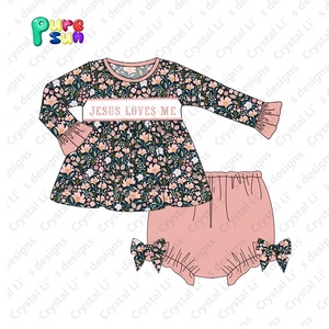 Venta caliente niños boutique ropa Jesús me ama bordado colección niños ropa invierno Niños y Niñas Ropa al por mayor - Product Image 5