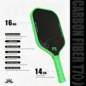 FitSpark Green Flame Gen 3+ Giro acelerado, fricción mejorada, mayor agarre al pelota, superficie texturizada de fibra de carbono cruda para pickleball - Product Image 4