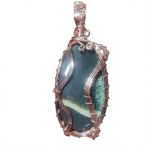 Joyería de Lujo Hecha a Mano en Plata de Ley con Oro de 24K y Calcedonia Aqua de 25-30mm, Engastada en Bisel, Estilo Vintage, Regalo de Aniversario para Mujer - Product Image 1