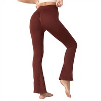 Legging de yoga et de danse sans couture pour femme, taille haute, coupe large évasée, en Spandex/Nylon uni, antistatique, effet push-up fessier, pour le sport et la gym