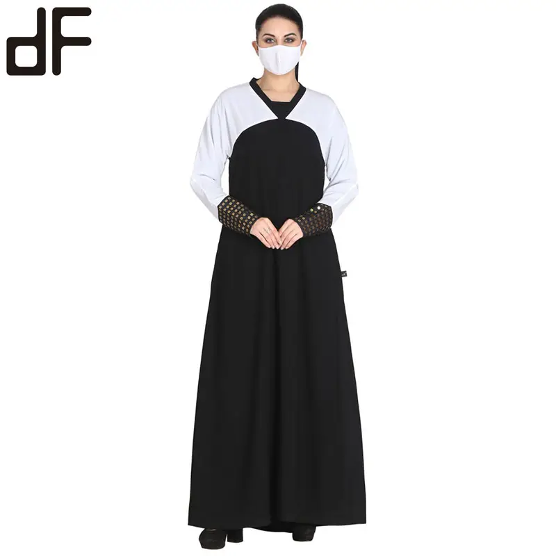Nieuw Model Abaya In Dubai 100% Polyester Effen Stijl Maxi Jurk Met Lange Mouwen Mode Moderne Marokkaanse Stijl Kaftan Jurken