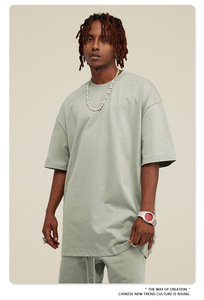 Hochwertige schwere benutzer definierte Logo Rapid Sampling Baumwolle fallen Schulter übergroße T-Shirt Streetwear T-Shirts für Männer - Product Image 4