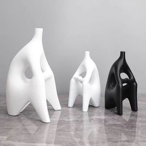 Moderno semplice resina bianca nera senza <span class=keywords><strong>testa</strong></span> figura scultura ornamenti per il reparto casa soggiorno morbido decorazioni natalizie - Product Image 1