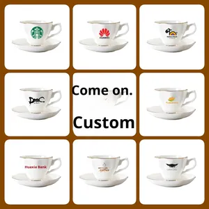 Juego de platillos de taza de café de China de hueso clásico de estilo europeo, diseño dorado creativo, forma de flor, té de la tarde, Festival del Medio Otoño - Product Image 6