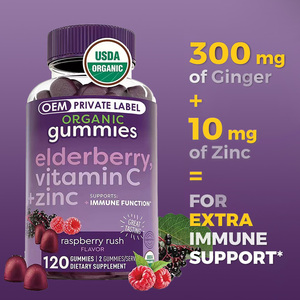 Suplemento dietético natural personalizado con logotipo <span class=keywords><strong>OEM</strong></span> ODM, caramelos de gomitas de vitamina C Elderberyy con zinc, compatible con la función inmune - Product Image 5