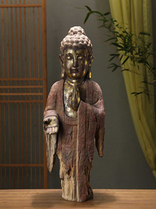 Statue de Bouddha de jardin extérieur sereine, bénédiction pour le bureau, le salon, <span class=keywords><strong>figurine</strong></span> de Bouddha pour la bonne fortune, résine peinte à la main - Product Image 4