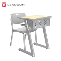 LEADCOM L-E01 Ensemble de bureau et chaise d'étudiant collaboratif mobile, table et chaise ergonomiques pour l'école avec porte-livres en métal pour la salle de classe