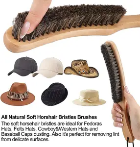 Felt Hat Brush Wood Hat Brush Cowboy Hat Clean Horse Hair Dust Remover Brush