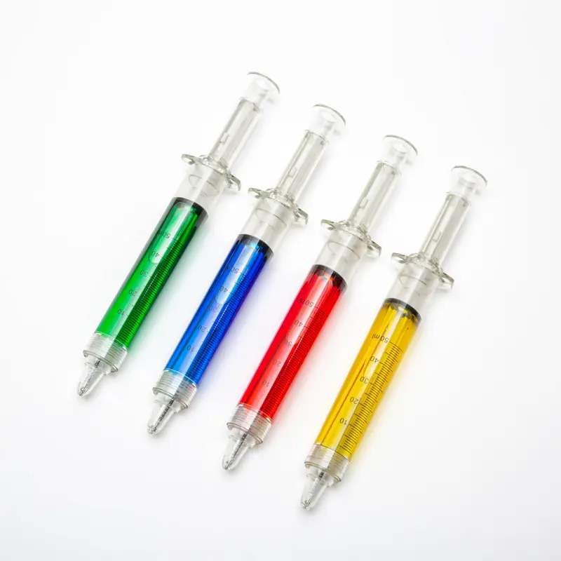 Grosir pena kecil baru pena bola Syringe Rumah Sakit promosi kustom Logo injeksi bentuk pulpen