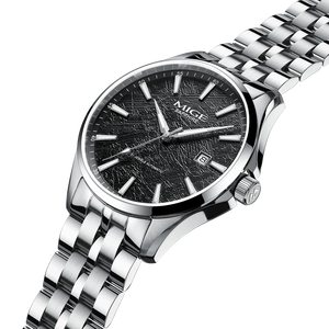 นาฬิกาข้อมือผู้ชายสไตล์เรียบง่าย ตัวเรือนสแตนเลส พร้อมหน้าปัดแบบเข็ม  ระบบจักรกล - Product Image 4