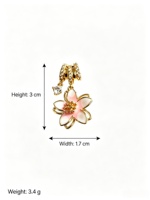 YWXS Breloques pendantes plaquées or 18 carats avec fleur en émail, zircon et perle pour la fabrication de bijoux DIY (boucles d'oreilles)