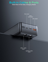 Batterie externe 30000mAh avec câbles Type C et LT intégrés, écran LED numérique, charge rapide V0 Fire PN-A30