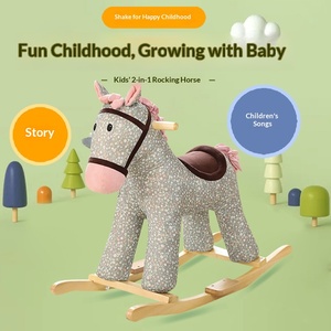 <span class=keywords><strong>Cheval</strong></span> à <span class=keywords><strong>bascule</strong></span> en peluche certifié sûr pour les tout-petits - Jouet à roulettes réglable pour l'intérieur et l'extérieur, cadeau idéal pour le 1er anniversaire et la fête prénatale - Product Image 3