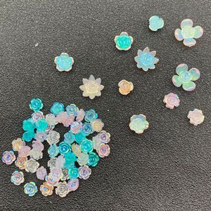 ลูกปัดเรซิ่นรูปดอกไม้กลวงเคลือบยูวี สำหรับทำกิ๊บติดผม DIY อุปกรณ์ทำเครื่องประดับ ขนาด 10 มม. สีรุ้งหลากสี งานฝีมือพลาสติกตกแต่ง - Product Image 4