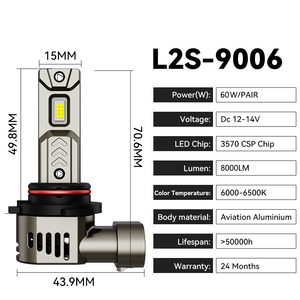 Lampadina LED Mini per Fari Auto 60W 8000LM 9-24V H1 H3 H4 H7 H11 9005 9006 Plug & Play CANBUS X5 A4 <span class=keywords><strong>A1</strong></span> HILUX A8 - Product Image 3