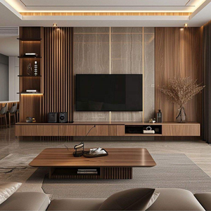 Aimsp Wooden Wall <strong>Unit</strong> Mounted <strong>Tv</strong> Stand <strong>Tv</strong> Cabinet Modern <strong>Design</strong> for Living Room Customized Furniture Set - Product Image 2
