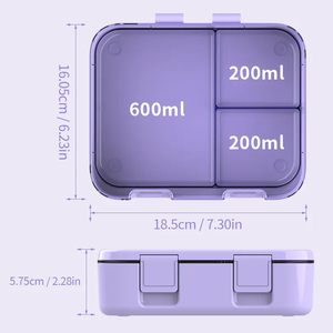Rectangle personnalisé 3 compartiments Canard anti-éclaboussures Descartable Micro-ondes PP Friendly bouteille d'eau et boîte à déjeuner avec sac de refroidissement - Product Image 5