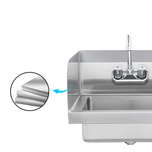 Équipement d'hôtel montage mural en acier inoxydable petit évier de lavage des mains avec actionnement du genou - Product Image 3