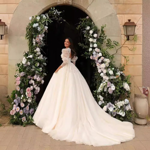French Style Satin Wedding Dress Princess Waistline Sweetheart Neckline Ball Gown White Vintage Bride Dress - Product Image 2