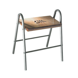 Taburete de Baño de Madera con Estructura de Acero Cromado, 43.4 cm de Largo, 57.7 cm de Ancho, 10 cm de Alto, Equipo de Seguridad - Product Image 1