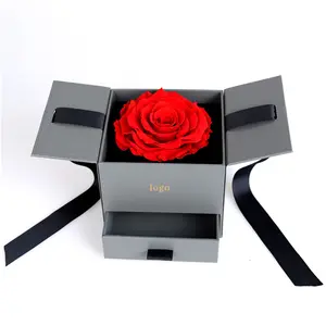 Dubbele Deur Top Open Magnetische Sluiting Lade Box Verpakking Bewaard Rose Bloem Gift Box Voor Valentijnsdag Vakantie