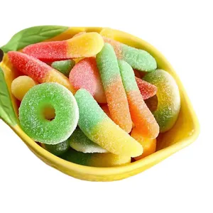 Atacado Bulk Gummy Jelly Candy Snacks Doces Frutados E Doces Exóticos Worm Sour Candy