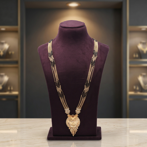 Colgante Mangalsutra chapado en oro indio, colgante Mangalsutra para mujer, Mangalsutra tradicional, cuentas negras para Mangalsutra dorado - Product Image 2